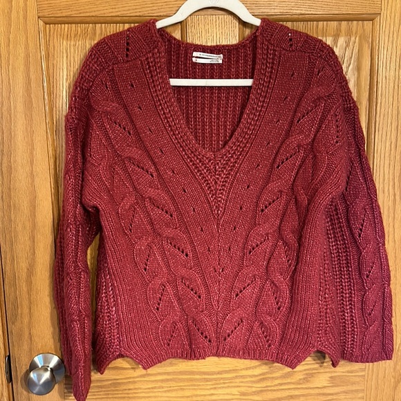 Anthropologie Ramona Pink Berry Cable Knit Sweater with 7% Alpaca  Medium - Picture 3 of 7